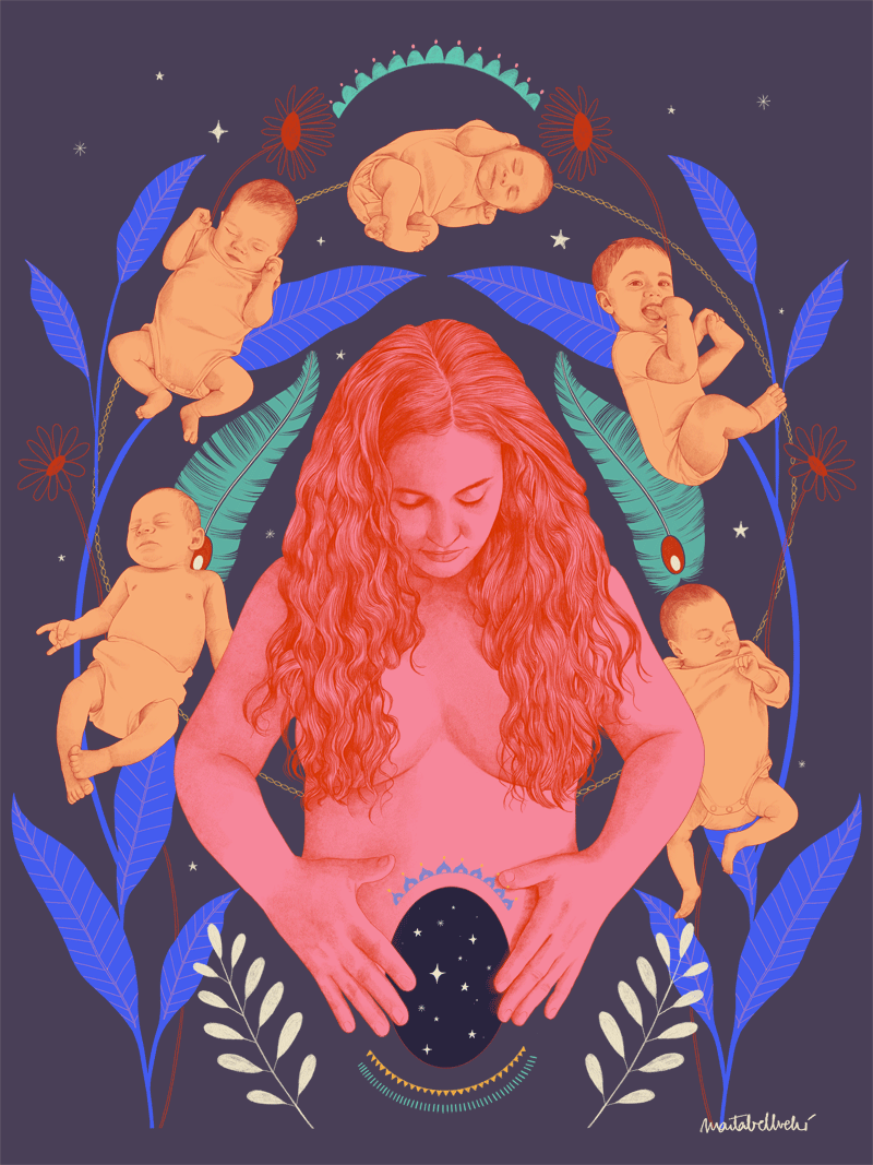 maternity motherhood doubts illustration mother marta bellvehí art feminity women artist babies